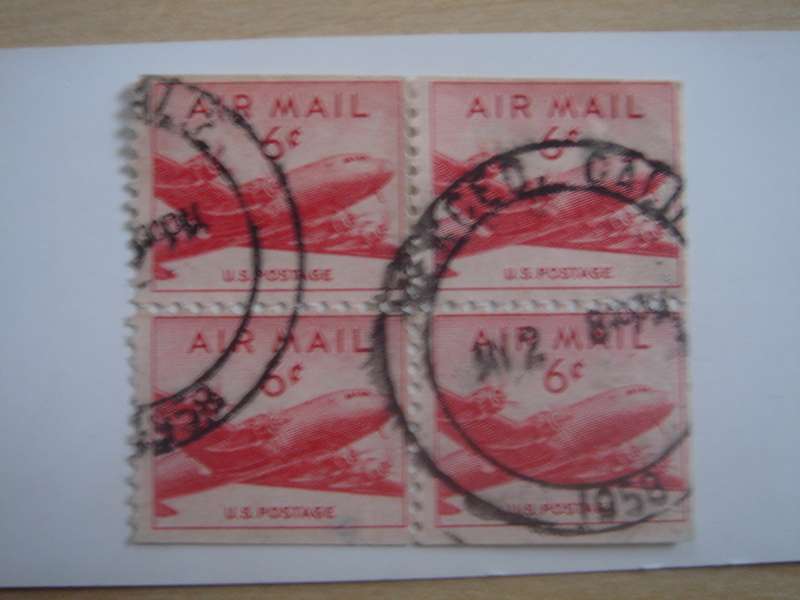 1947 USA - Airmail SG A944 block of 4 used, stamped