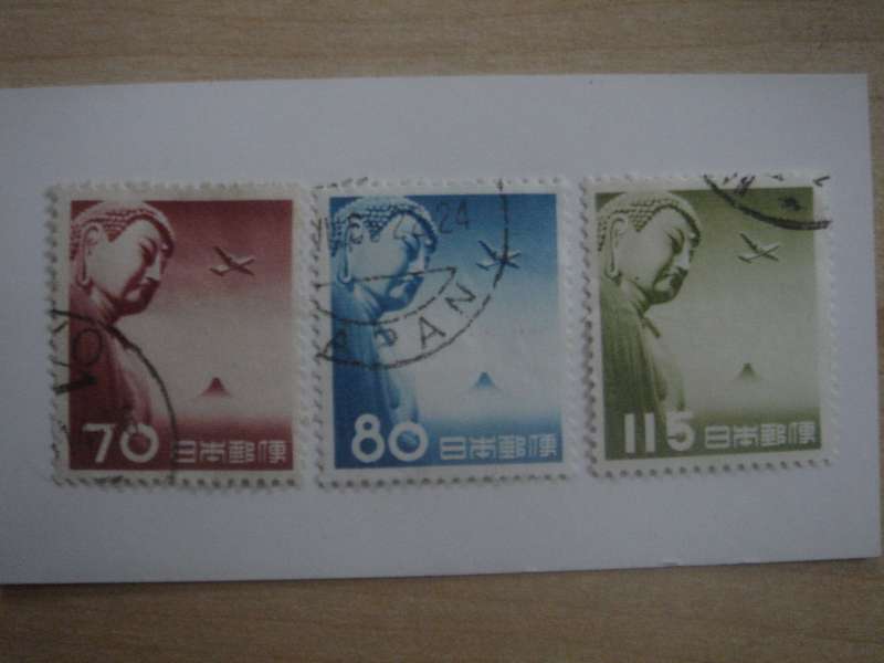 1953 Japan Air - Buddha SG707-709 used, stamped