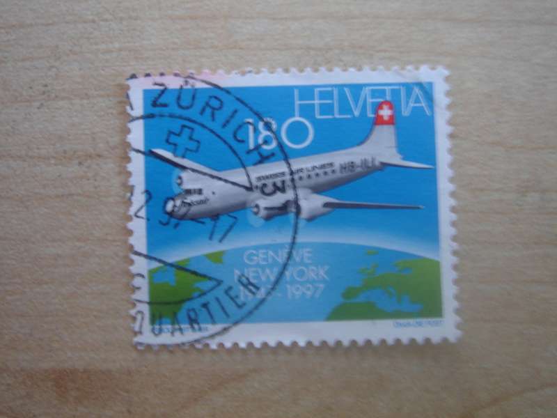 1997 HELVETIA - Swiss Airline 180 used, stamped