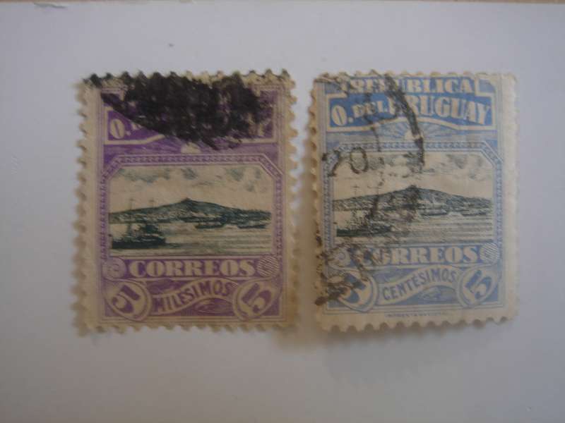 1919 Uruguay - Montevideo Harbour SG349,353 used, stamped