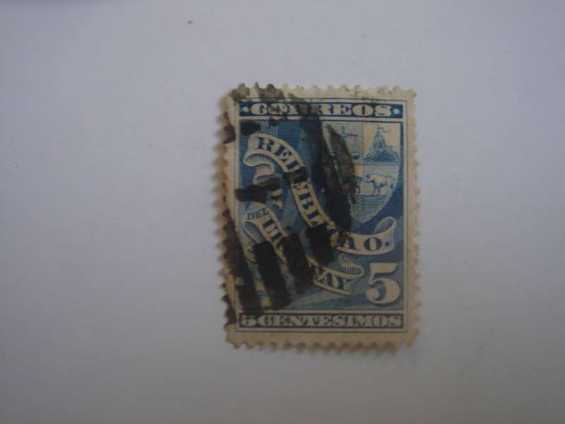 1892 Uruguay - Numerals 5 m perf. SG140 used, stamped