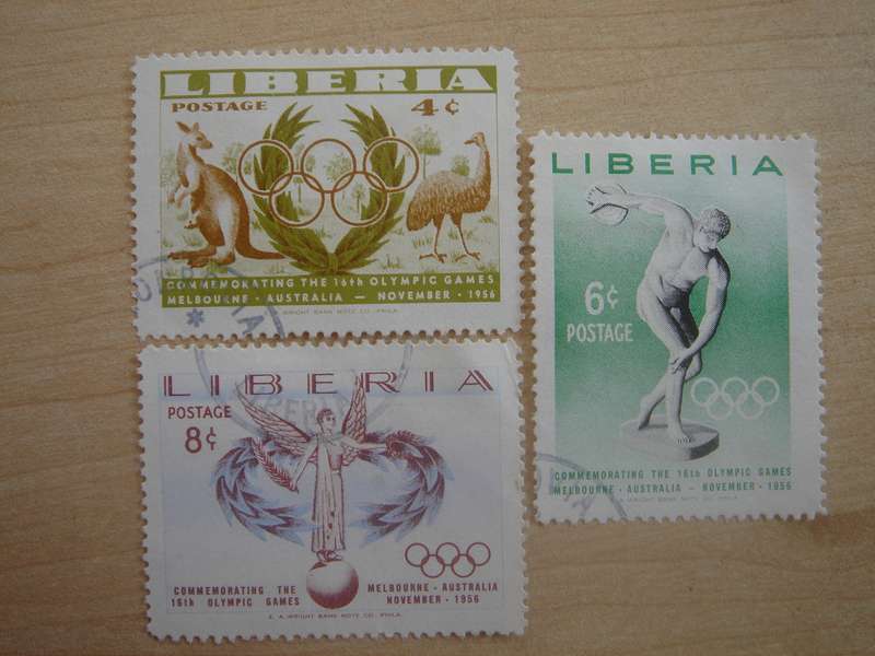 1956 Liberia - Olympic Games SG569-571 stamped
