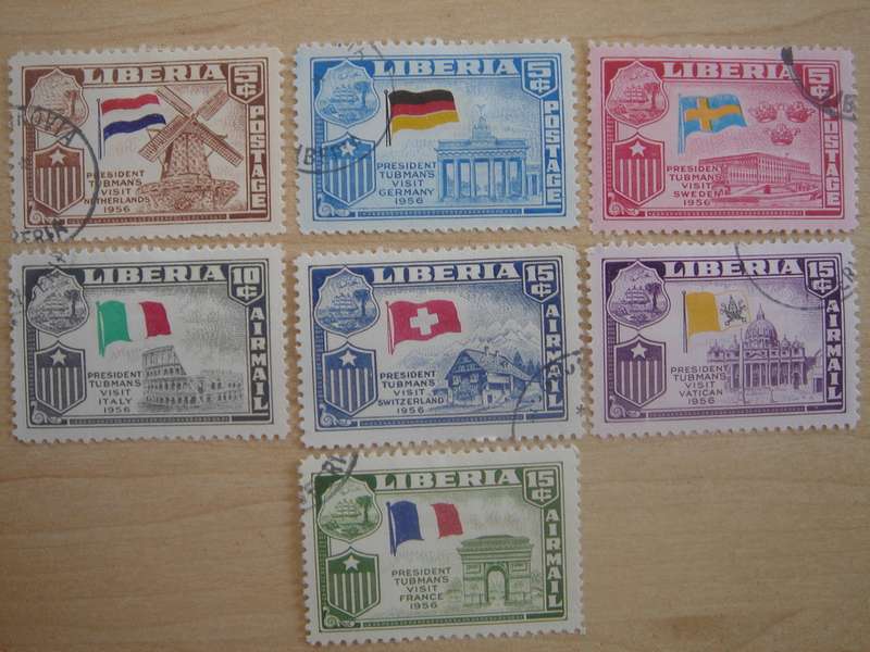 1958 Liberia - Pres. Europe Tour SG589-595 stamped