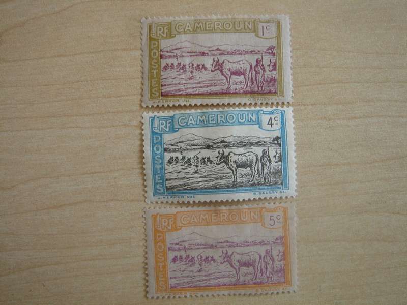 1925 Cameroon - Cattle at Ford SG68,70-71 used, hinged