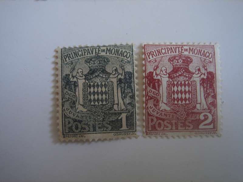 1924 Monaco - Coat of Arms SG73-74 mint, hinged