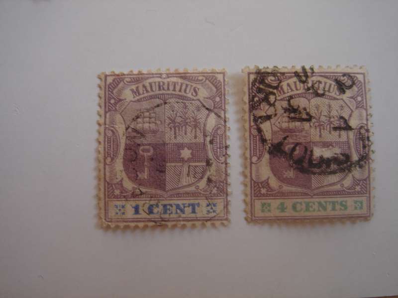 1895 Mauritius - Coat of Arms - SG128,131 used, stamped