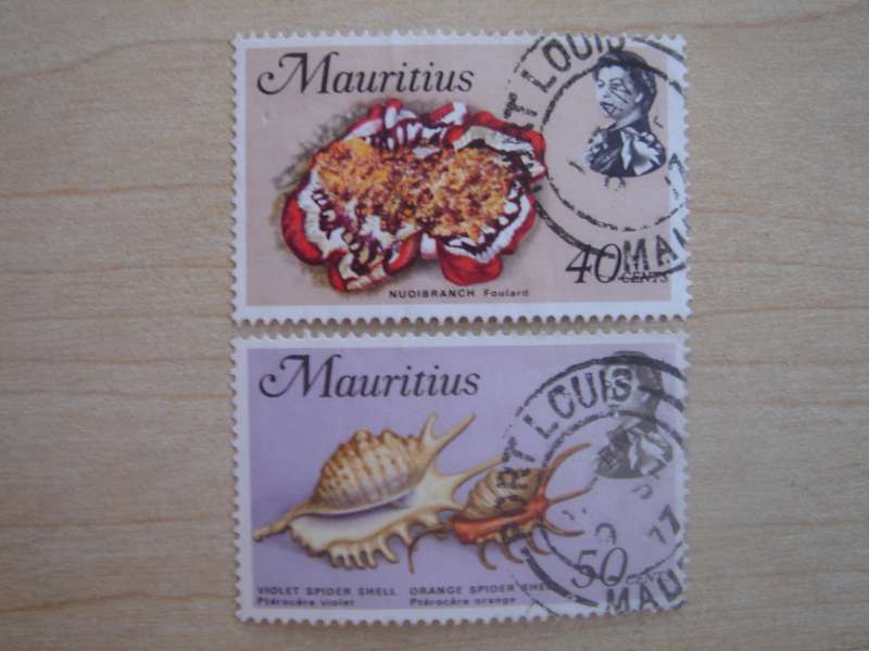 1969 Mauritius - Sea Life SG447-448 used, stamped