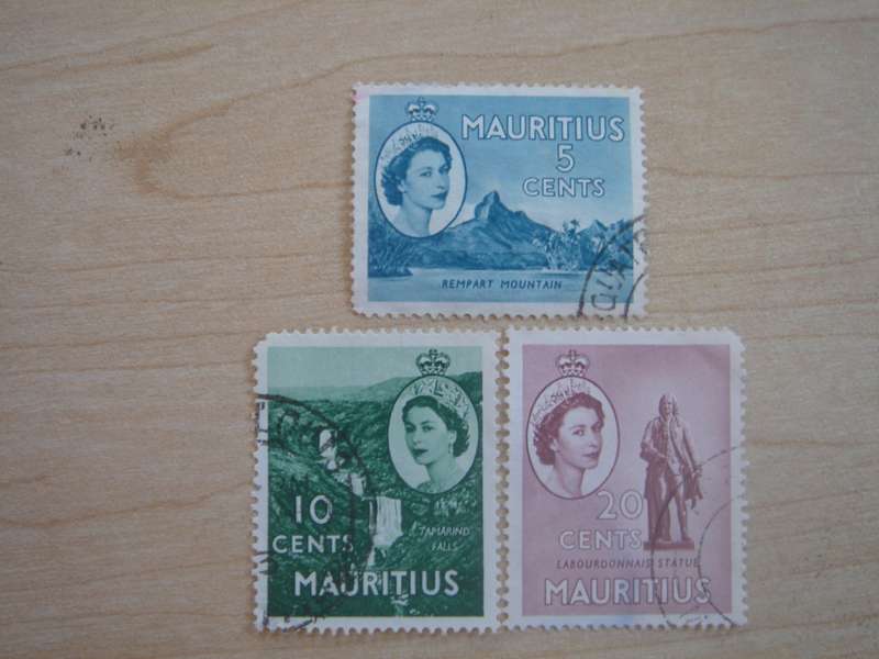 1953 Mauritius - QE II - SG296-297,299 used, stamped