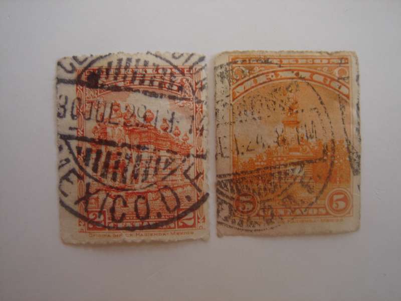 1923 Mexico - Aqueduct & Columbus Monument SG419,441used, stamped