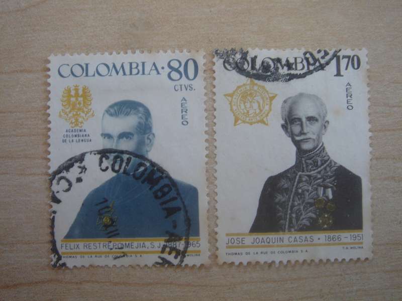 1967 Colombia Aereo - Mejia y Casas SG1187-1188 used, stamped