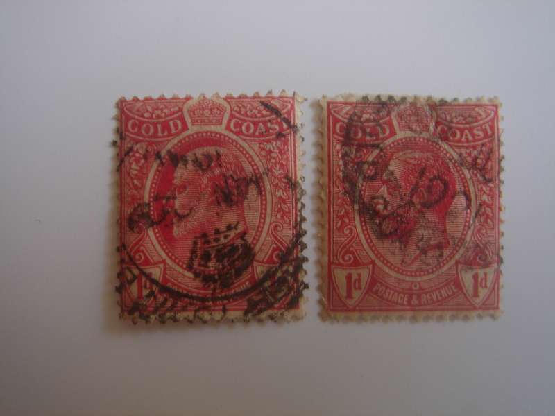1908 Gold Coast - King George V - SG69,72 (1913) used, stamped