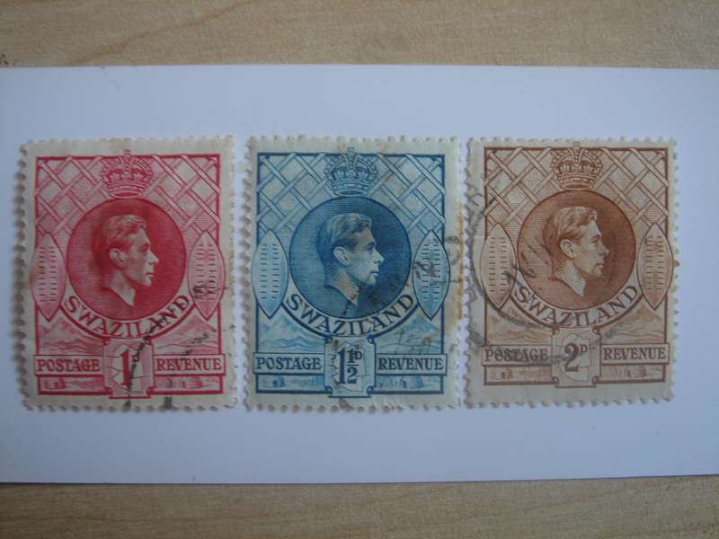 1938 Swaziland - King George VI SG29,30b,31a used, stamped