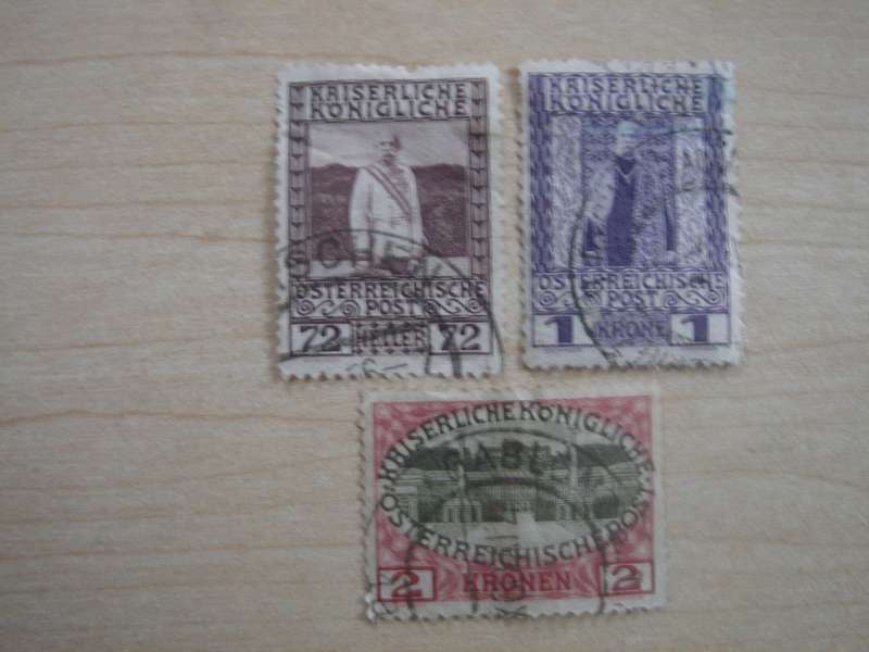 1908 Austria - Franz Joseph I & Schoenbrunn SG202-204 used, stamped