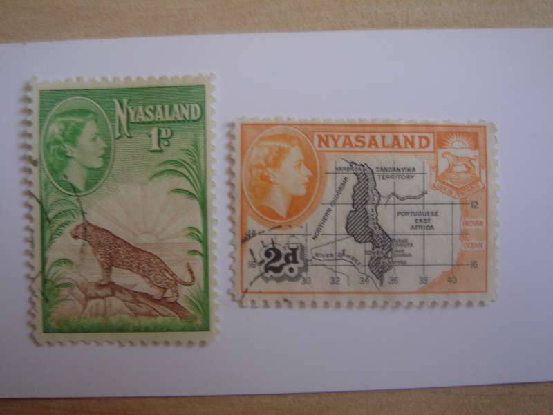 1953 Nyasaland - QE II - SG174,176 used, stamped