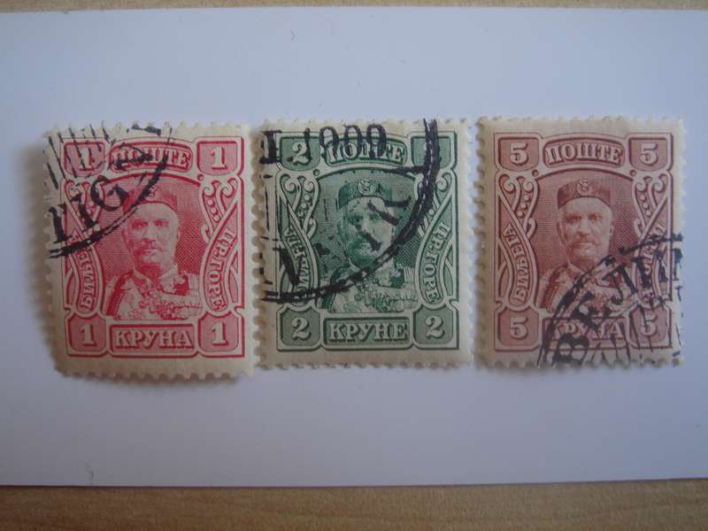1907 Montenegro - Nicholas I - SG138-140 hinged, stamped