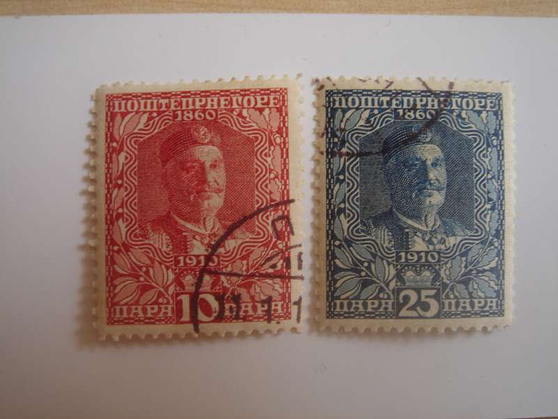 1910 Montenegro - Nicholas I SG144,147 hinged, stamped