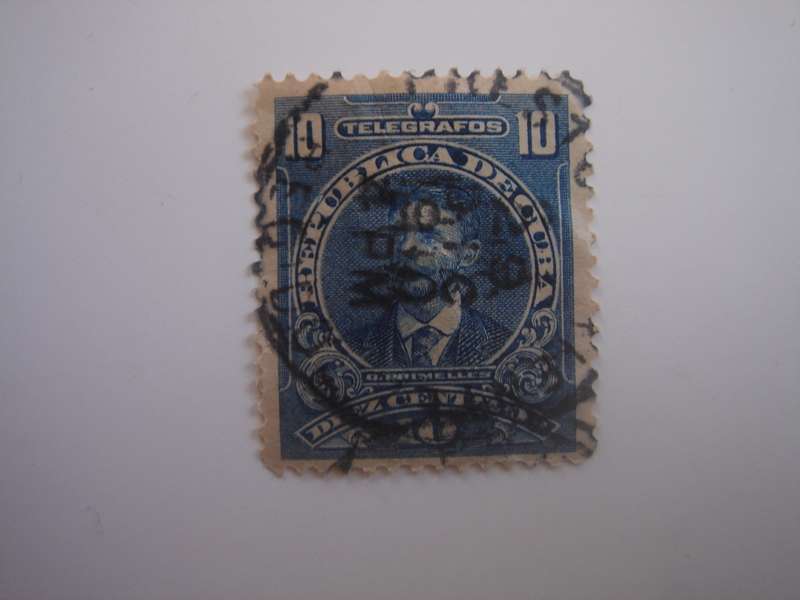 1910 Cuba Telegrafos - O. Primelles blue 10 C used, stamped