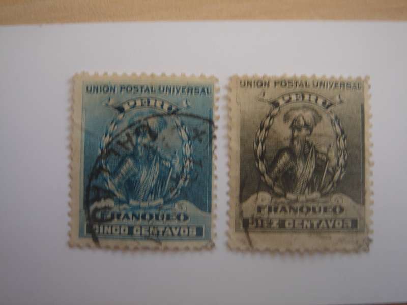 1896 Peru - Pizarro SG339,343 used, stamped