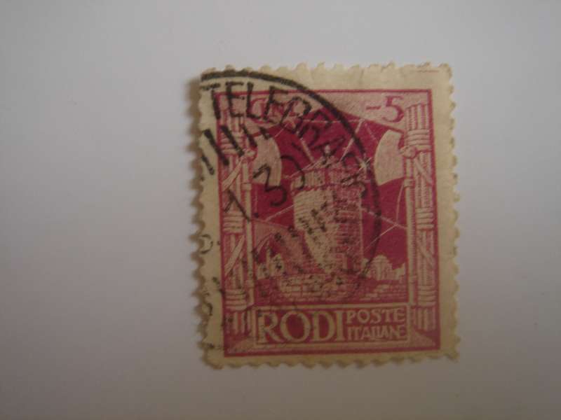 1929 Rodi (Rhodes) - Windmill 5c used, stamped