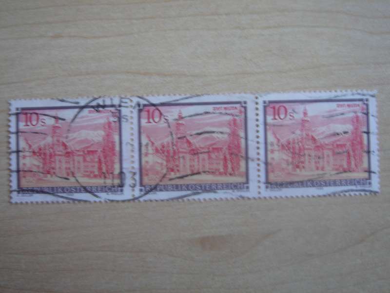 1988 Austria - Stift Wilten 3 x 10 S in horizontal strip used, stamped