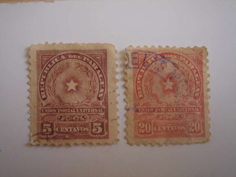 1913 Paraguay - Coat of Arms SG228,230 used, stamped