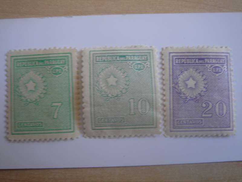 1927 Paraguay - UPU Numerals SG286-287,292 mint, hinged