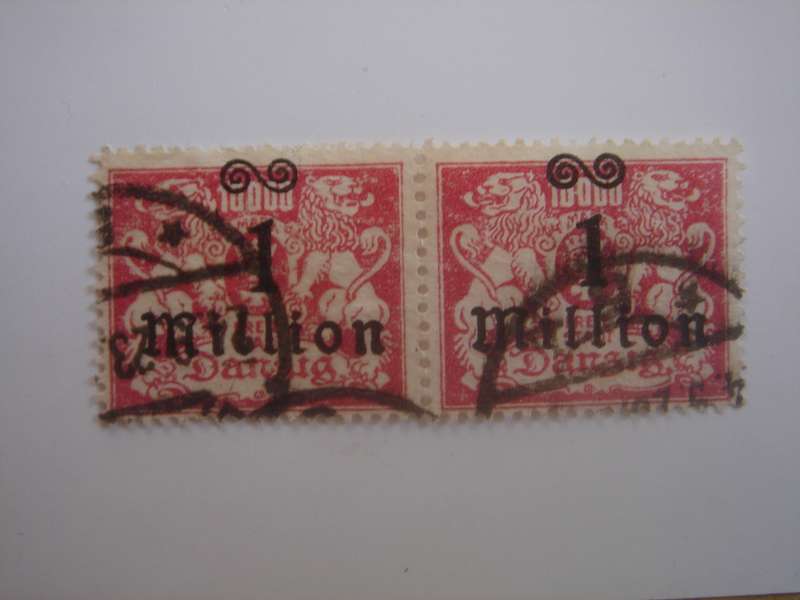 1923 Danzig MiNr 164 horizontal pair used, stamped