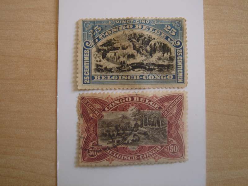 1915 Belgian Congo - Inkissi Falls & Railway Bridge SG73,75 used, stamped