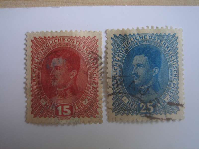 1917 Austria - Charles I - SG290,292 used, stamped