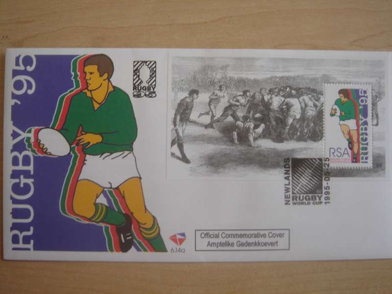 1995 RSA - Rugby World Cup - FDC stamped in Newlands