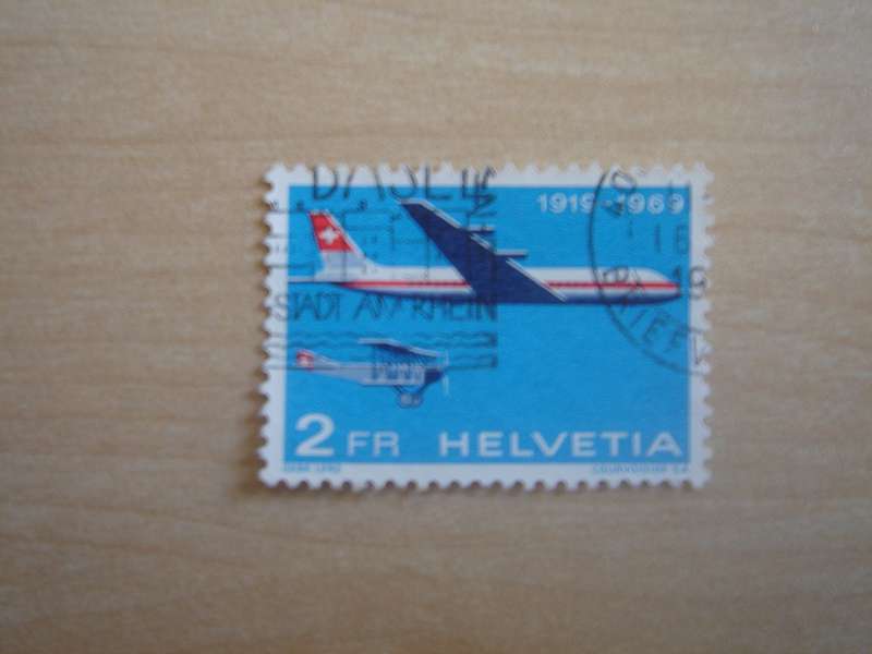 1969 Helvetia - 50 Years Swissair 2 Fr used, stamped