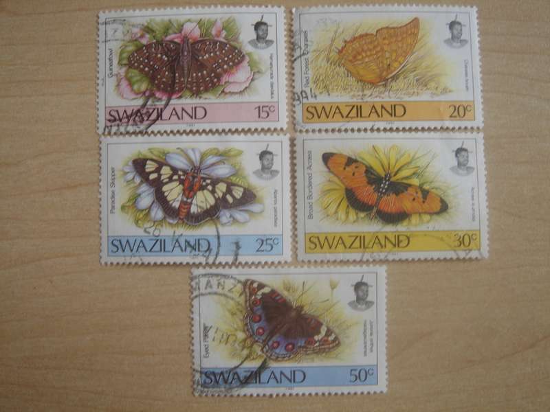 1987 Swaziland - Butterflies 15,20,25,30,50c used, stamped