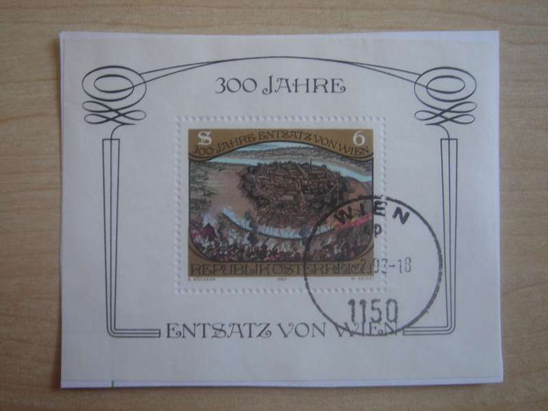 1983 Austria - Liberation of Vienna 6 S in Mini Block used on postal item