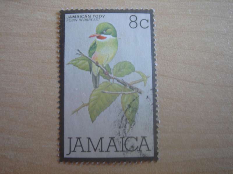 1980 Jamaica - Birds - Tody 8 c used, stamped