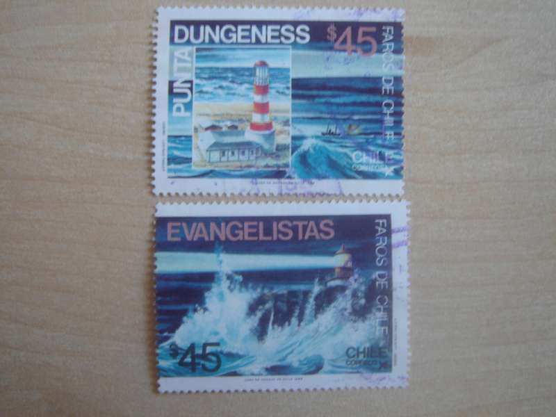 1986 Chile - Lighthouses 2 x $45 used, stamped