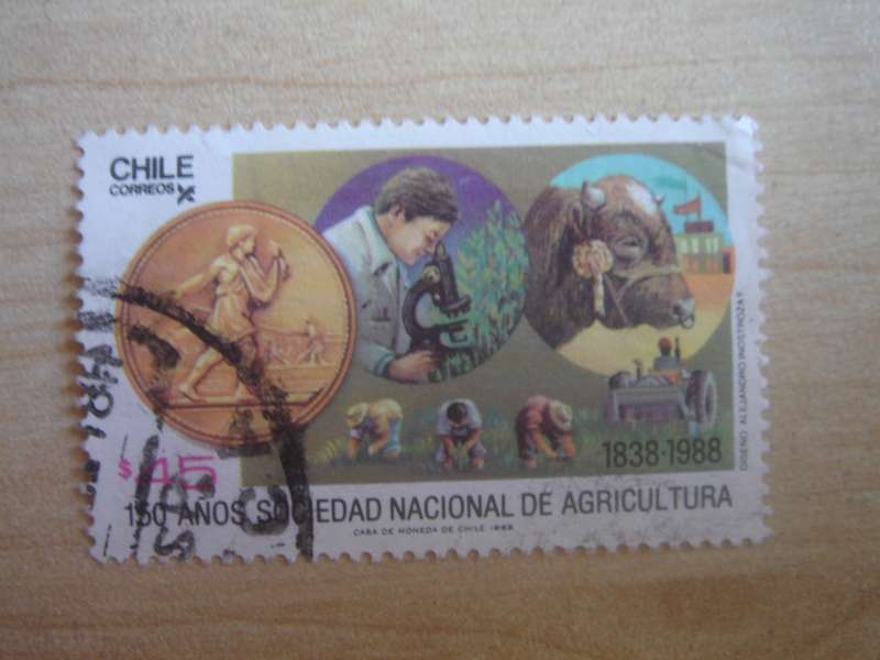 1988 Chile - Agri Institute Anniversary $45 used, stamped