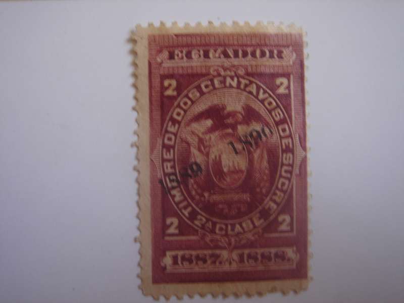 1889 Ecuador - Revenue Stamp 2 C - optd - used, hinged