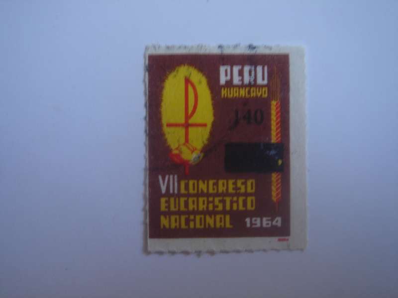 1964 Peru - Tax Stamp - Eucharist Congress optd - 140 S used, stamped