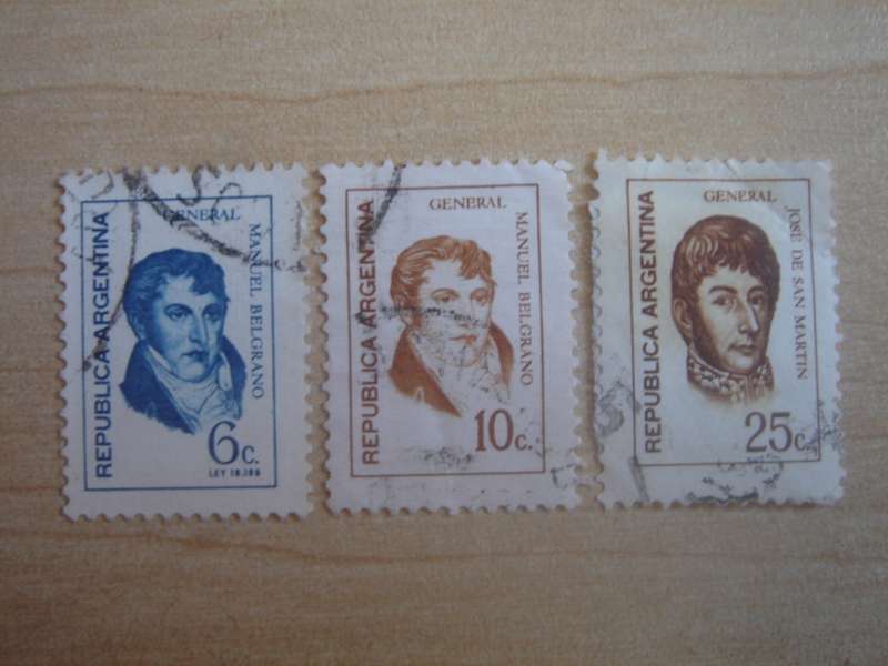 1970 Argentina - Generals - SG1303,1305,1309 used, stamped