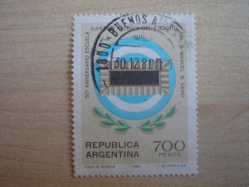 1980 Argentina - Technical College Anniversary 700 Pesos - used, stamped