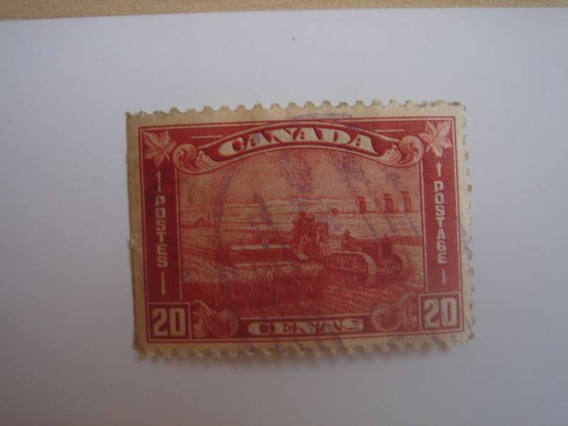 1930 Canada - Tractor Harvesting 20 C - SG295 used, stamped