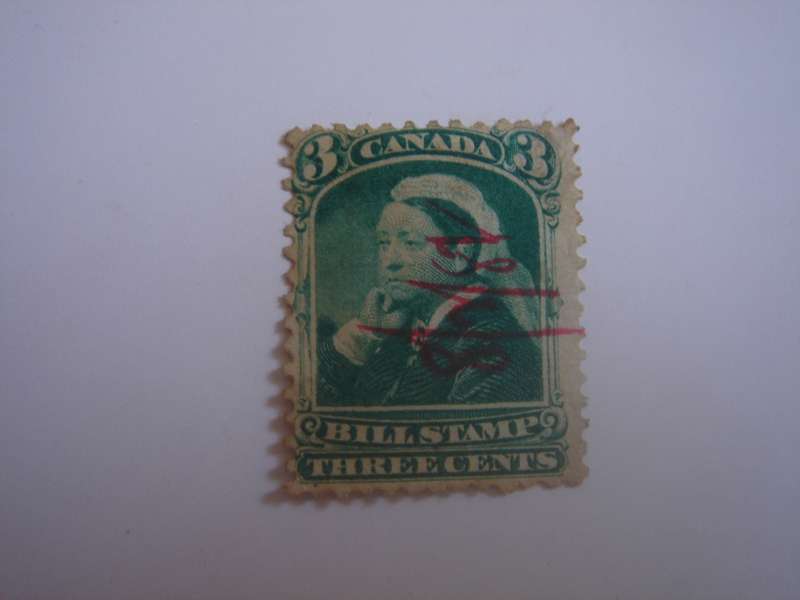 1868 Canada - Queen Victoria Revenue Stamp 3 C - used, cancelled 8/2/87