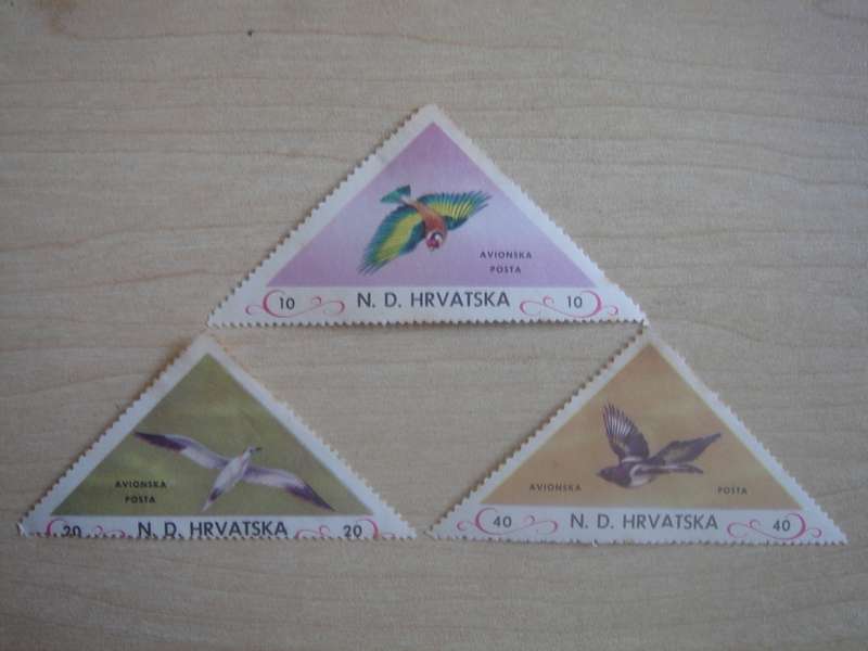 1952 Croatia - Gov. in Exile - Birds 10,20,40 Kuna unused, hinged