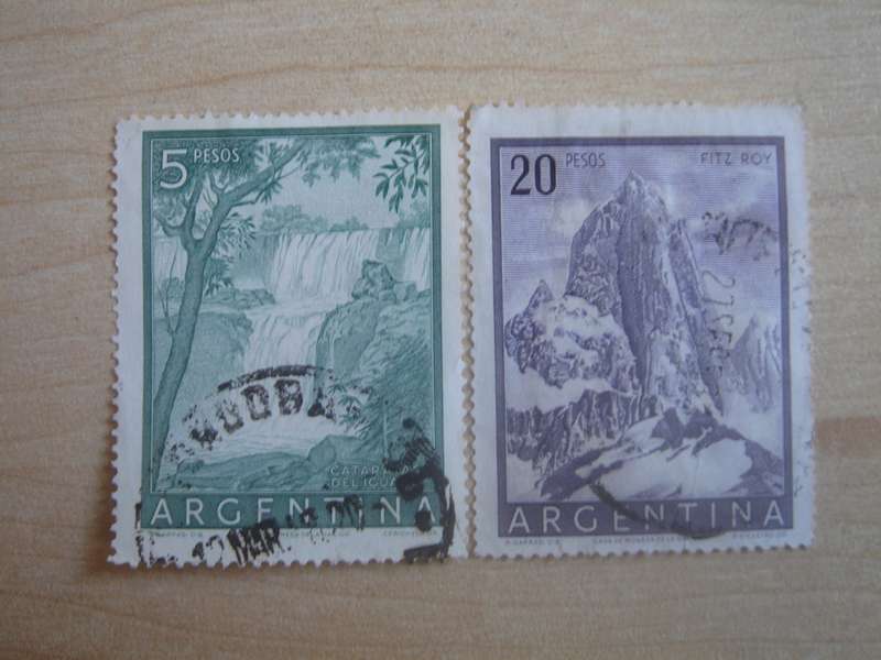 1954 Argentina - Iguazu Falls & Mt. Fitz Roy - SG875,877 used, stamped