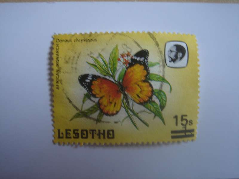 1984 Lesotho - Butterfly 15 S optd on 1 S used, stamped