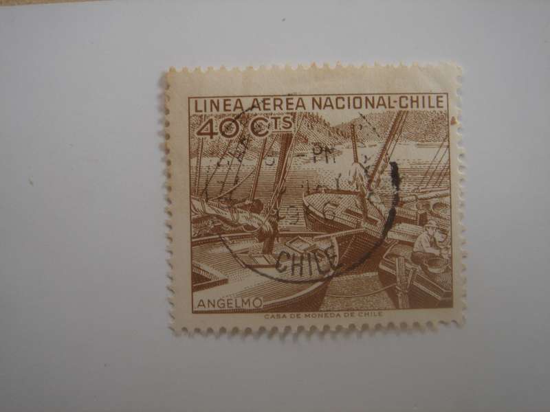 1965 Chile - Air - Angelmo Harbour SG561 used, stamped