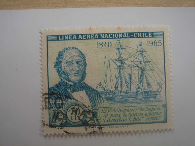 1965 Chile - Air - Paddle Steamer SG573 used, stamped