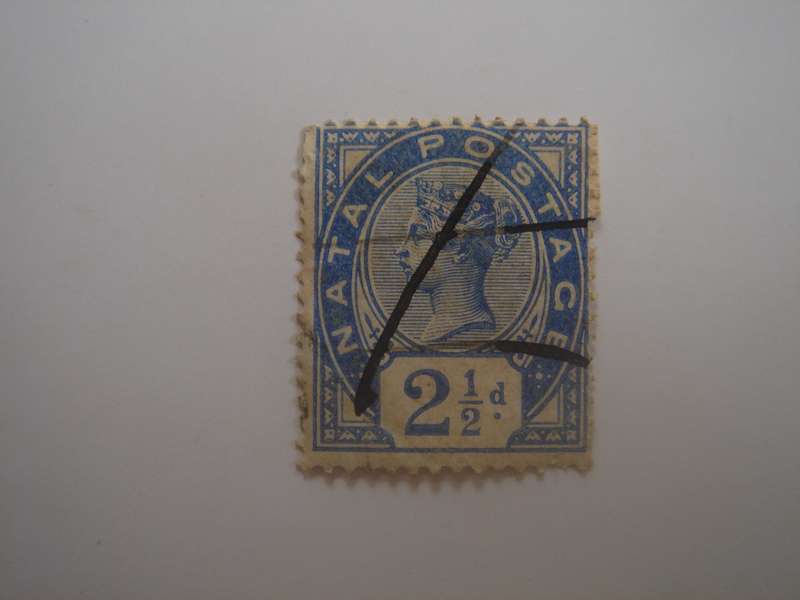 1874 Natal - Postage Stamp 2 1/2 d blue - used, stamped