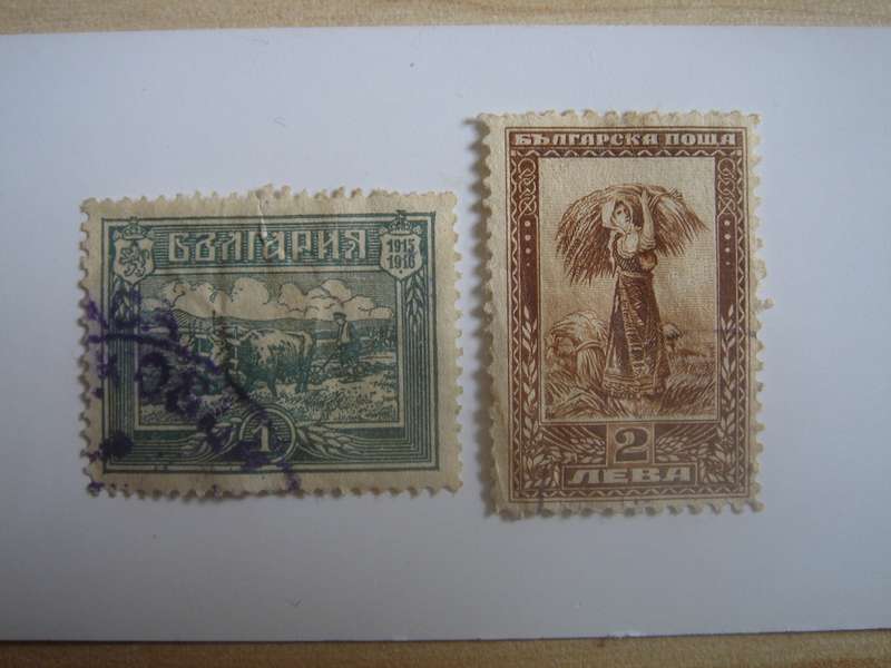 1917 Bulgaria - Ploughman SG194, Harvest Girl SG240 (1921) used, stamped