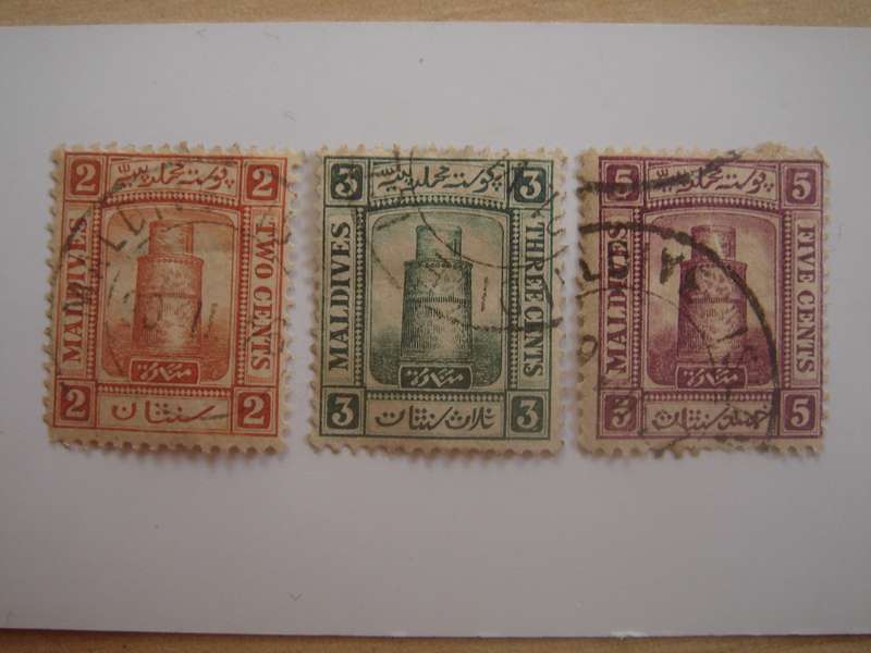 1909 Maldive Islands - Juma Mosque Male SG7-9 used, stamped